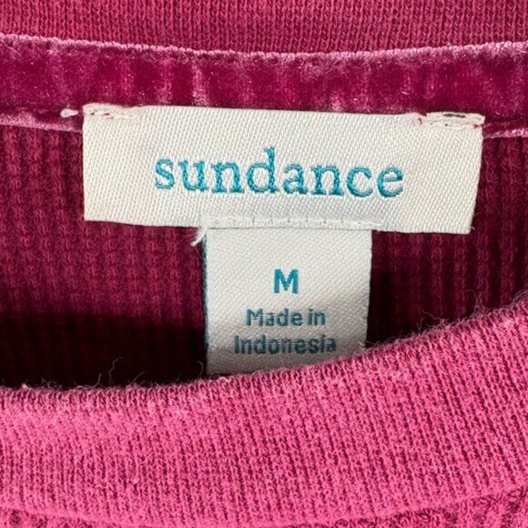 Sundance Thermal Long Sleeve Top Magenta Velvet Cuff Detail Boho Size M - Picture 8 of 10